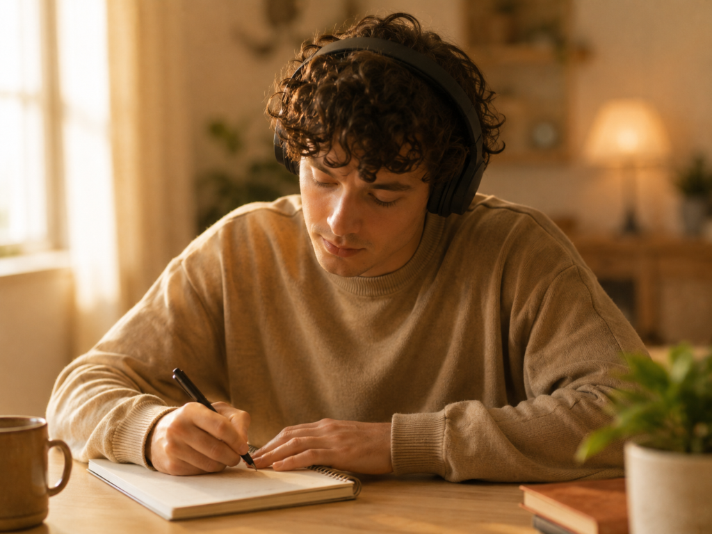 Young person journaling during autism support therapy