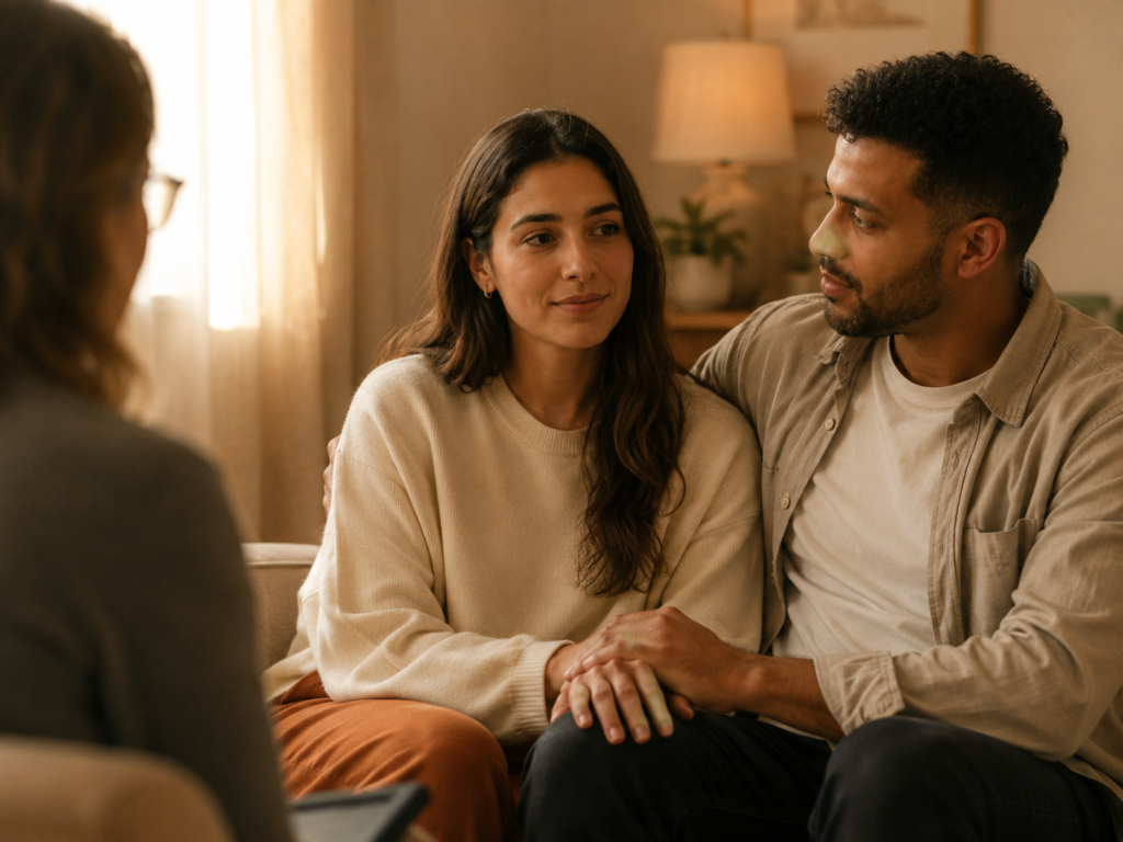 Couple in a relationships and couples therapy session